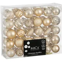 Mica Decorations Kerstballen Set - 60 Stuks - Ø7 cm - Onbreekbaar - Crème