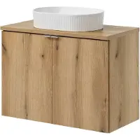 En.casa Wastafelonderkast 80x71x40 cm Newport met wastafel eikenkleurig en wit []