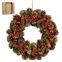 Mica Decorations Kerstkrans Landon Bruin Dennenappels D 45 H 9 Cm