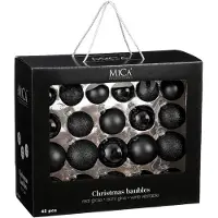 Mica Decorations Kerstballen Set - 42 Stuks - Ø7 cm - Glas - Zwart