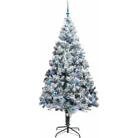 vidaXL Kunstkerstboom met 300 LED Wit 210 cm PVC en Staal en Kunststof