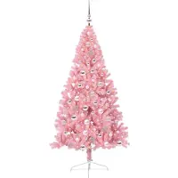 vidaXL Kunststof Voorverlichte Kerstboom met 300 LED Roze 180 cm PVC