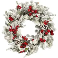 Mica Decorations Kerstkrans Belfort Besneeuwd Bessen Rood D 40 H 11 Cm