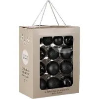 Mica Decorations Christmas Baubles Set - 26 Pieces - Ø7 cm - Black