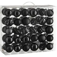 Mica Decorations Kerstballen Set - 60 Stuks - Ø7 cm - Onbreekbaar - Zwart