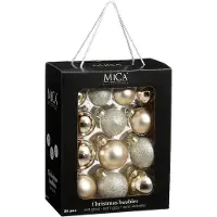 Mica Decorations Kerstballen Set - 26 Stuks - Ø7 cm - Glas - Crème