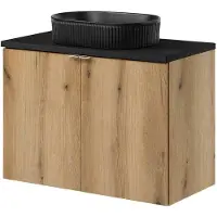 En.casa Wastafelonderkast 80x71x40 cm Newport met wastafel eikenkleurig en zwart []