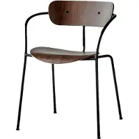 &tradition Pavilion Fauteuil AV2 Lacquered walnut backrest & seat | Black Frame | Black Fittings