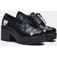 KOI - Rockabilly Hoge hak - Tennin Heart Shoes - EU36 tot EU41 - voor Vrouwen - zwart-roze - Maat 40