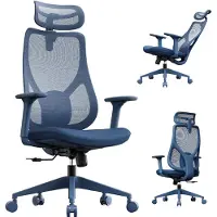 Sense7 Moyo Ergonomische bureaustoel, computerstoel, blauw, met 3D-armleuningen, netrug, lendensteun, geschikt als chefstoel, voor thuiswerken, draagvermogen 150 kg