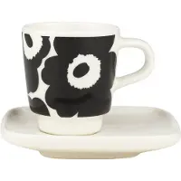 Marimekko Unikko espresso kopje met schotel 2-delig Black-white