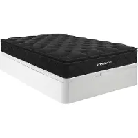 Vente-unique Set 160 x 200 cm bedbodem met opbergruimte, wit + matras met pocketveren met ingebouwd dekmatras van 28 cm dik - BLACK DREAM van YSMÉE
