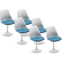 Vente-unique Set van 6 stoelen - Polypropyleen en metaal - Blauw en wit - XAFY