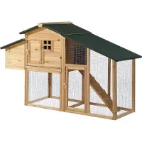 Vente-unique Kippenhok van hout met omheining - 4 kippen - L173 x D64 x H108 cm - Naturel - LEVAS