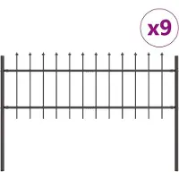 vidaXL Tuinhek WOERDEN 9 st 15,3 x 0,6 m Poedergecoat staal Grijs