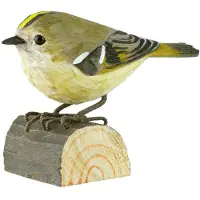 Wildlife Garden Decobirds Met De Hand Gesneden Vogel Goudhaan - Houten beeldjes Massief Hout Yellow - WG425