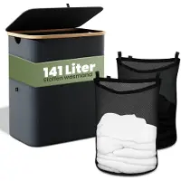 Nince Wasmand - 2 Vakken - 141L - Met Deksel - Wassorteerder -
