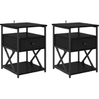 vidaXL Nachtkastje 2 st Zwart Eiken 40 x 42 x 55 cm Bewerkt hout