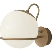 Astep Model 237/1 Model 238/1 Wandlamp 1 Opaline Sphere (14cm Diameter), Champagne Mount