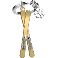 Metalmorphose sleutelhanger ski met sneeuwvlok - Zilver / 4 x 3.5 x 0.5 cm / Metaal
