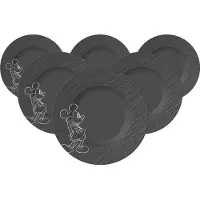 Villeroy & Boch Ontbijt-/ Dessertbord Manufacture Rock Mickey Mouse Zwart Ø21,7 cm (Set van 6)