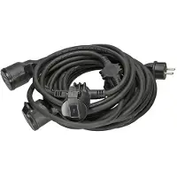 HQ Products Rubberen verlengkabel met 4 contrastekkers - zwart - 10m