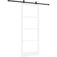 vidaXL Schuifdeur ORKDAL Wit 93 x 232 cm Massief grenenhout en glas