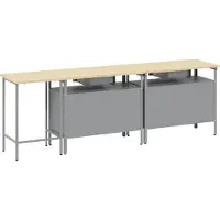 vidaXL Werkbankset 3 st Zwart en Grijs Gepoedercoat staal
