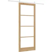 vidaXL Schuifdeur Naturel 93 x 232 cm Massief grenenhout en glas