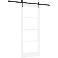 vidaXL Schuifdeur 83 x 202 cm Massief grenenhout en glas Wit