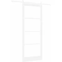 vidaXL Schuifdeur Wit 93 x 232 cm Massief grenenhout en glas