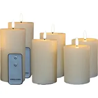 Anna's Collection LED Stompkaarsen met afstandsbediening - 6x - ivoor - 10/12.5/15 cm