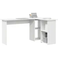 vidaXL Bureau Wit Bewerkt hout 142 x 102 x 73 cm