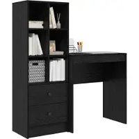 vidaXL Bureau met lade met plank met opslag 2 pcs Zwart Eiken