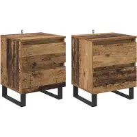 vidaXL - Nachtkastje - 2 - st - Oudhout - 40 - x - 35 - x - 50 - cm - Bewerkt - hout