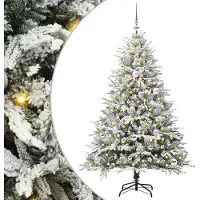 vidaXL Kunstmatige Voorverlichte Kerstboom met Ballenset Groen 150 cm