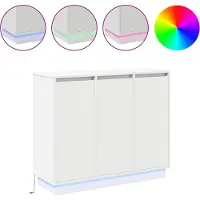 vidaXL LED Dressoir Wit 90 x 32 x 75 cm Bewerkt hout