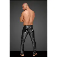 Noir Wetlook trousers with PVC pleats - M - Black