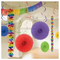 Usorteret feestdecoratieset regenboog 18-delig