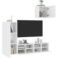 vidaXL 4-delige Tv-meubelset bewerkt hout wit