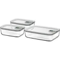 Mepal EasyClip set glazen vershouddozen 3-delig (2x 1000 ml + 1x 2250 ml) - Nordic sage - mealprep bakje