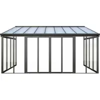 Vente-unique Veranda van aluminium en polycarbonaat met uv-bescherming - 15,8 m² - Antraciet - MATHILDA