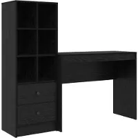 vidaXL Bureau met lade met plank met opslag 2 pcs Zwart Eiken