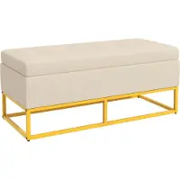EStore -Sitzbank-Samt(100% Polyester), Schaumstoff, Stahl-110L x 44B x 49H cm-Beige