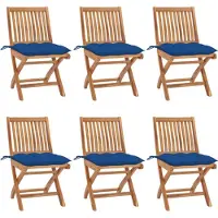 vidaXL Tuinstoelen 6 st inklapbaar met kussens massief teakhout