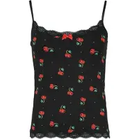 Pussy deluxe - Rockabilly Top - Cherries Classic Top - XS tot XXL - voor Vrouwen - zwart-rood | Maat XS
