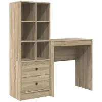 vidaXL Bureau met lade met plank met opslag 2 pcs Sonoma Eik