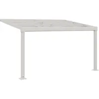 Vente-unique Aluminium aangebouwde pergola met schuifdak - 12 m² - wit - IZEDA