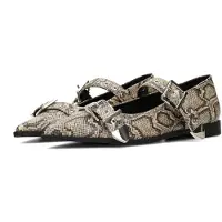 POSH by Poelman Ballerina met riempjes beige / zwart