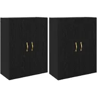 vidaXL Wandkast, 2 stuks, zwart, eikenlook, 69,5 x 34 x 90 cm